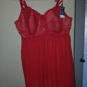 Elegant Red Lace Nightgown
